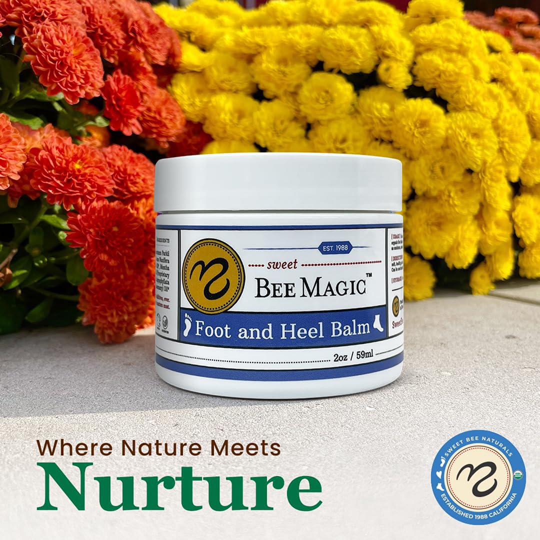 Sweet Bee Naturals Organic Foot Balm - Intensive Heel Balm for Dry Cracked Feet - Natural Moisturizing Treatment for Cracked Heels - Heel Cream Softener for Rough Skin Repair 1 Jar (2 OZ)