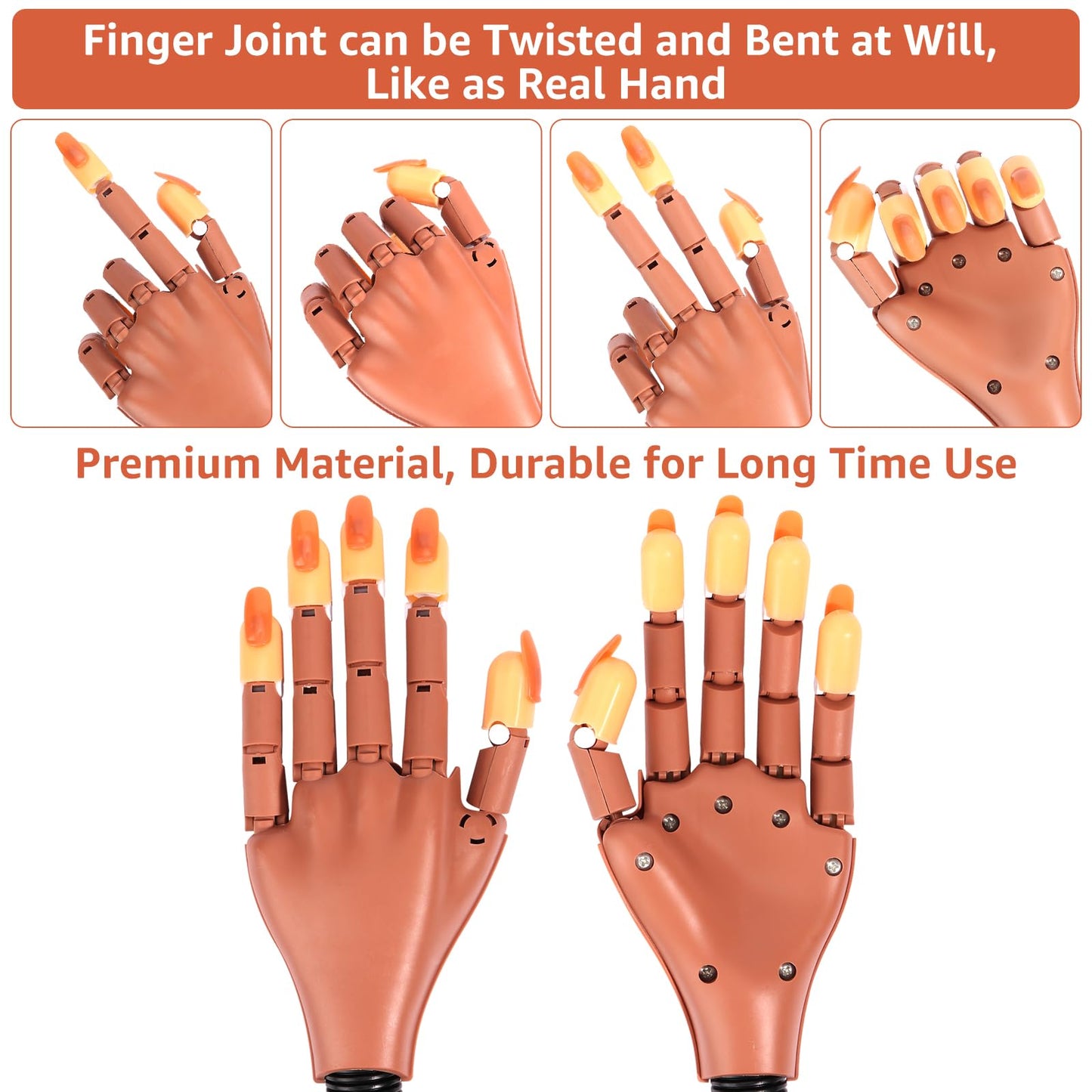 Nail Training Hand with 300pcs Refilled Tips for DIY Acrylic Nail Practice Kit