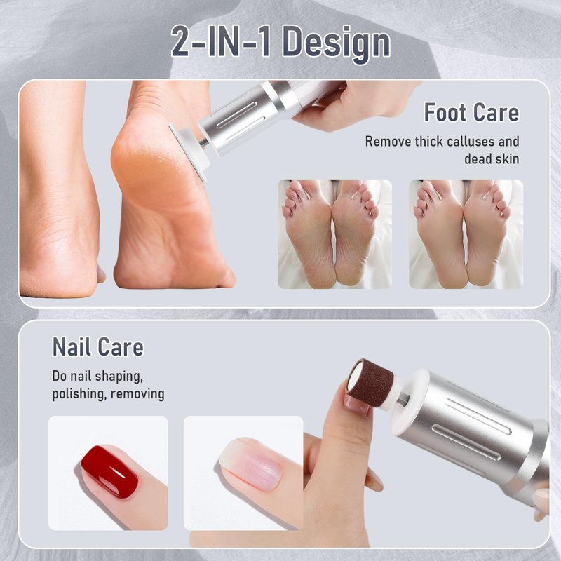 ANGNYA Electric Callus Remover for Feet with 3 Adjustable Speeds, Rechargeable Stand and Replacement Sandpaper Disks, Electric Foot Callus Remover Foot File for Feet Pedicure Tool for Dead Skin (Grey)