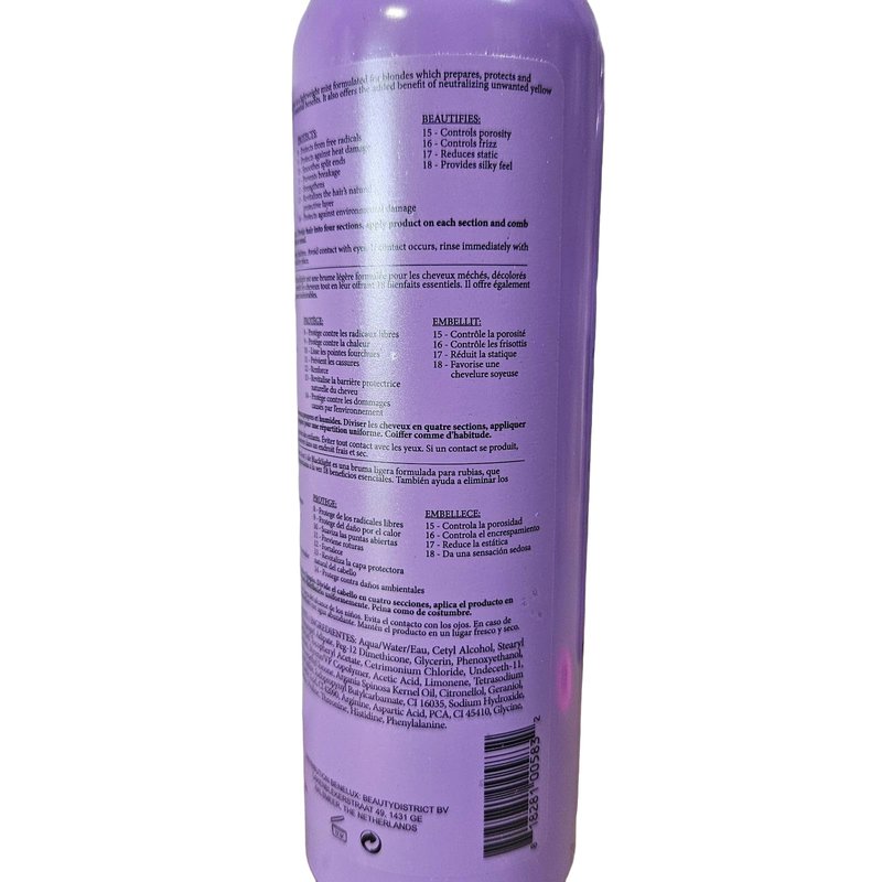 Oligo Professionnel - Blacklight 18-in-1 Violet Hair Beautifier for blondes- Vegan - Eliminate yellow tones - Anti frizz- Leave-in Toning Conditioner - Detangling Hydrating Spray - Argan Oil -8.5 oz