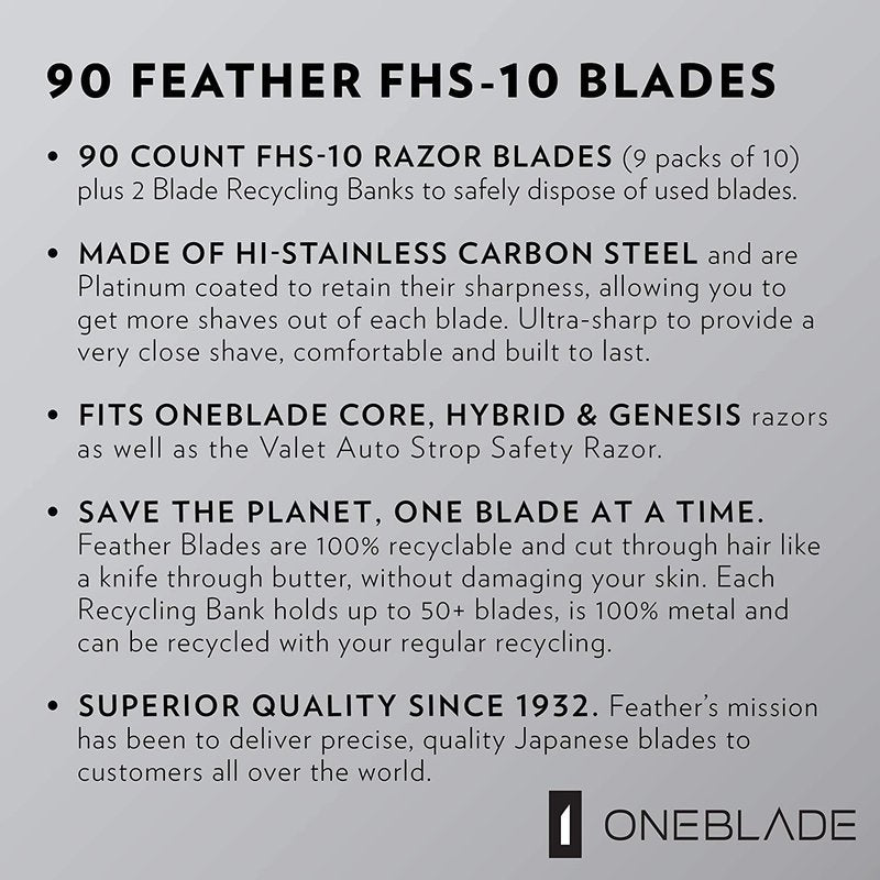 240 Japanese Steel Razor Blades for OneBlade Core, Hybrid & Genesis | FHS-10 Refill
