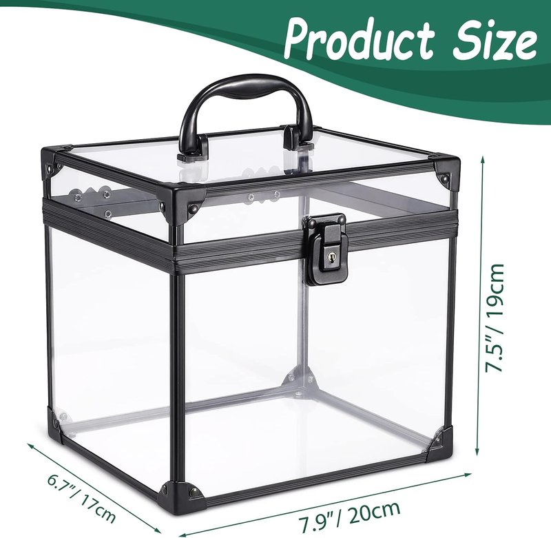 Portable Crown Case for Pageants - Clear Makeup Tools Storage, 8x7x7.5 Inch | Large Travel Toiletry Organizer with Latches