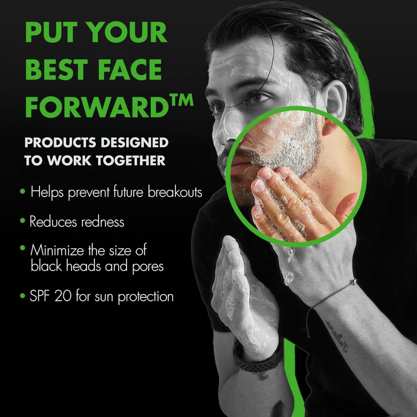 Tiege Hanley Acne Treatment Skin Care Set for Men, System Level 2, Tiegeclear Advanced Routine With Salicylic Acid Wash, Glycolic Acid Pads, Serum & Daily Moisturizer, Men’s Skin Care, 4 Piece Kit