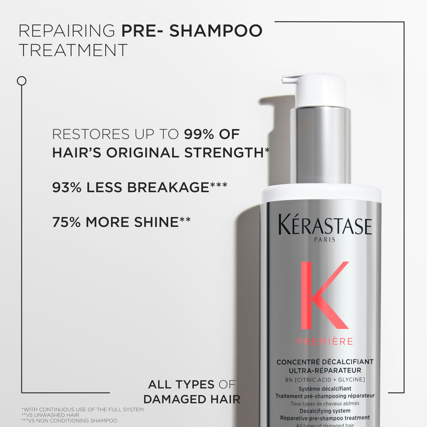 Kerastase Premiere Repair Pre-Shampoo Treatment For Damaged Hair - Dual-Action for Stronger Hair, Repairs Damage & Calcium Build-Up, 93% Less Breakage, With Citric Acid