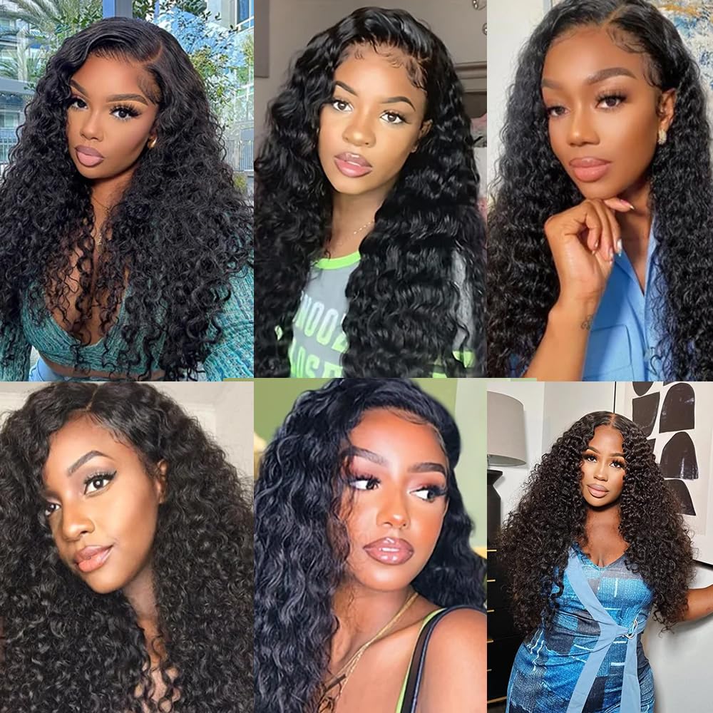 Water Wave Bundles Human Hair Wet And Wavy Human Hair Bundles Double Weft Natural Black Color 12 14 16 Inch Brazilian Virgin Remy Hair Extensions For Women 300G