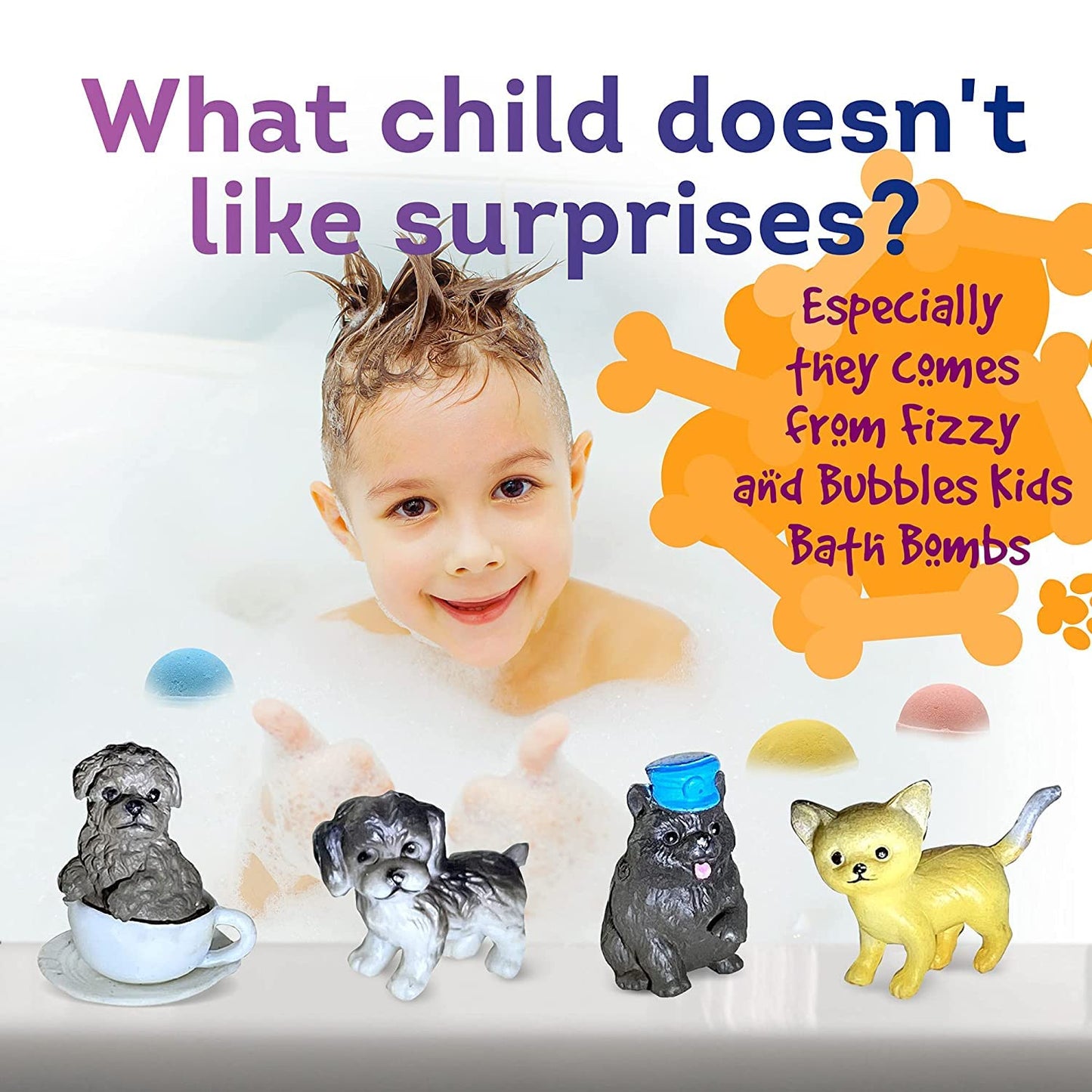 Bath Bombs for Kids Set with Toys Surprise Inside for Kids (Little Puppies)