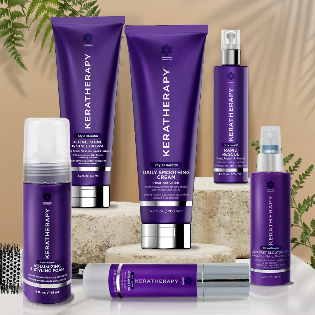 KERATHERAPY Daily Smoothing Cream, 6.8 fl. oz., 200 ml - Keratin Infused Smoothing Cream for Blowouts with Collagen, Jojoba Oil, Wheat & Argan Oil