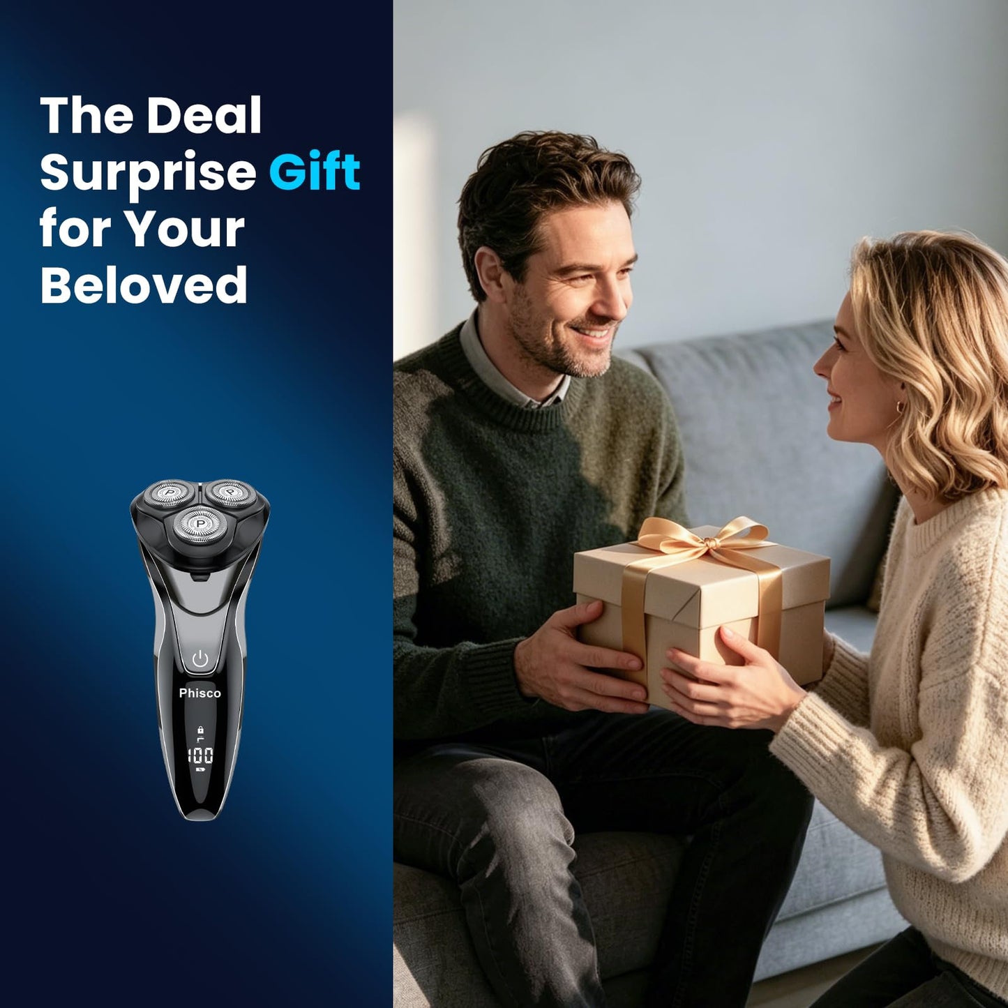 Electric Razor for Men Waterproof: Upgraded Rechargeable IPX7 Waterproof Shaver, Perfect for Men with Sensitive Skin and Travelers with Pop-Up Trimmer, Wet/Dry Shaving and Shower Use