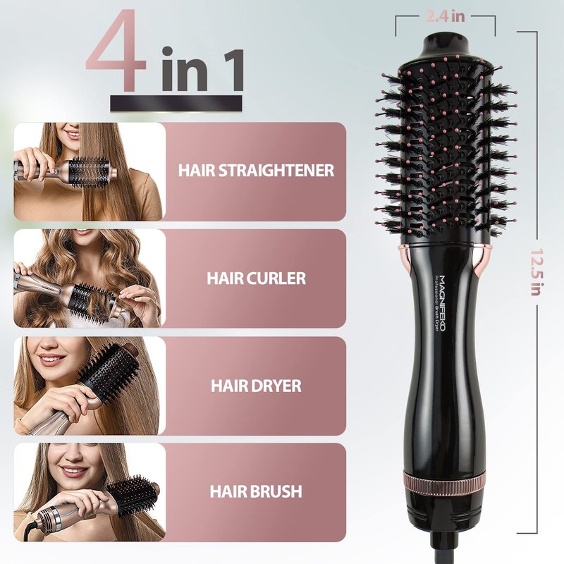 Magnifeko Round Hair Dryer Brush - Hot Air Blow Dryer Brush for Women for Hair Drying, Styling and Volumizing -(Black)