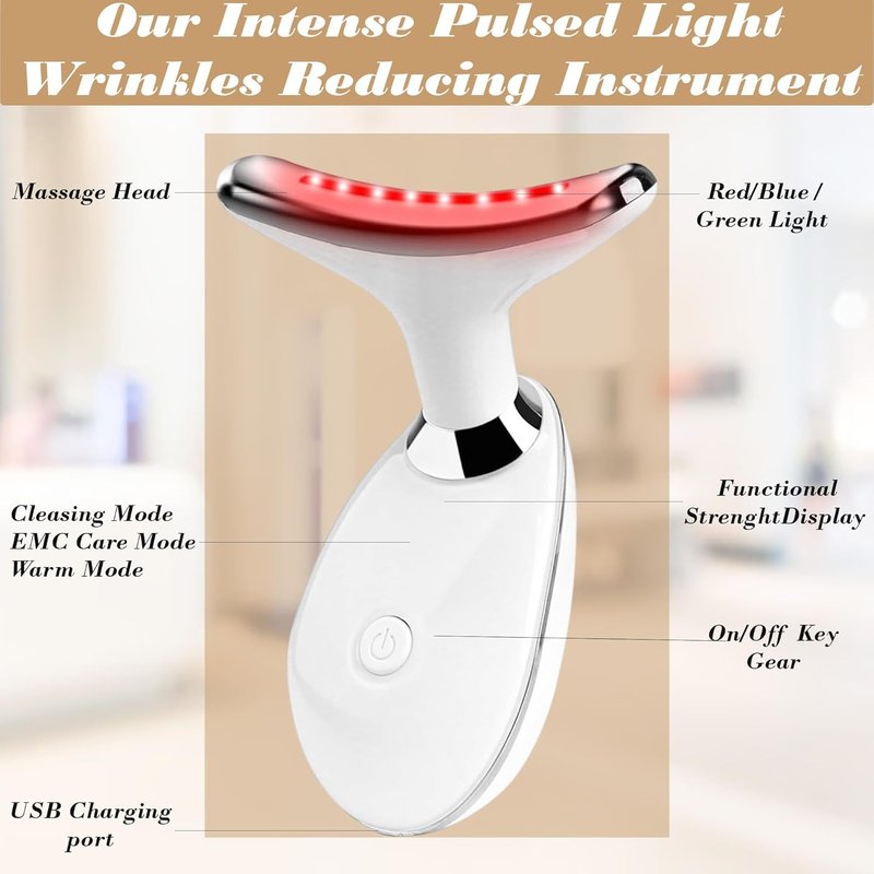 Facial Massager - Skin Tightening Face Roller for Anti-Aging & Wrinkle Reduction | White