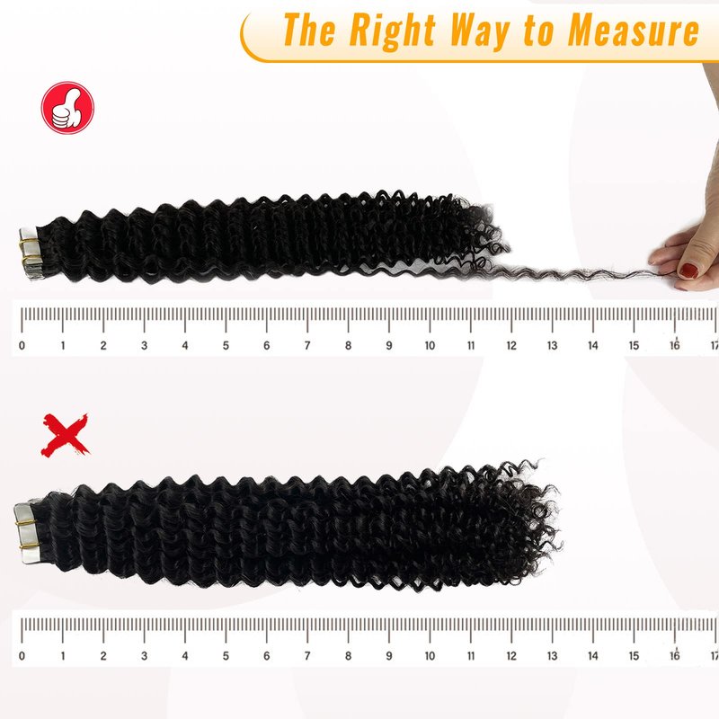 Curly Tape ins 20 pcs Kinky Curly Tape in Hair Extensions Human Hair Natrual Black for Women 16 Inch 50G