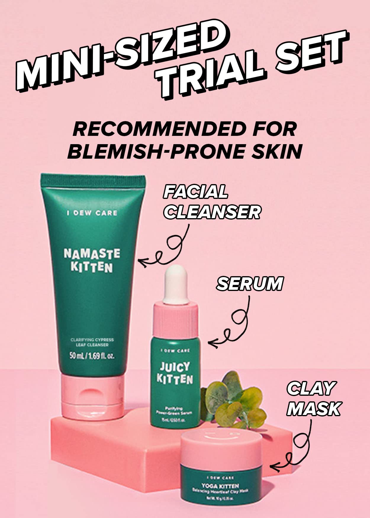 I Dew Care Kitten Glass Skincare Set - Perfect Gift for Girls and Women | Stocking Stuffers, Holiday, Christmas