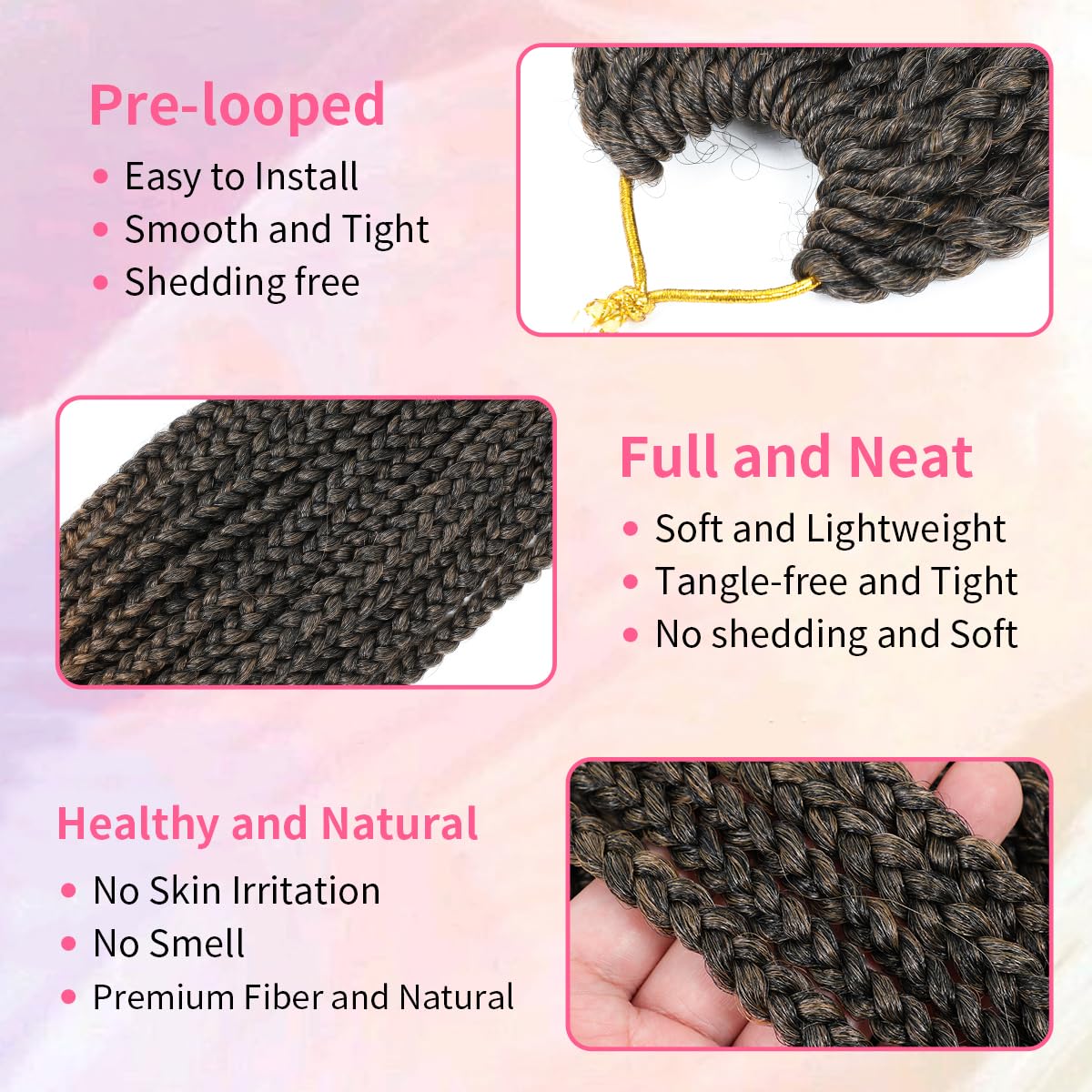 Crochet Box Braids 6 Packs 144 Strands 22 Inch Goddess Box Braids Crochet Hair Pre looped Crochet Hair Crochet Braids for Black Women Braiding Hair (1B)