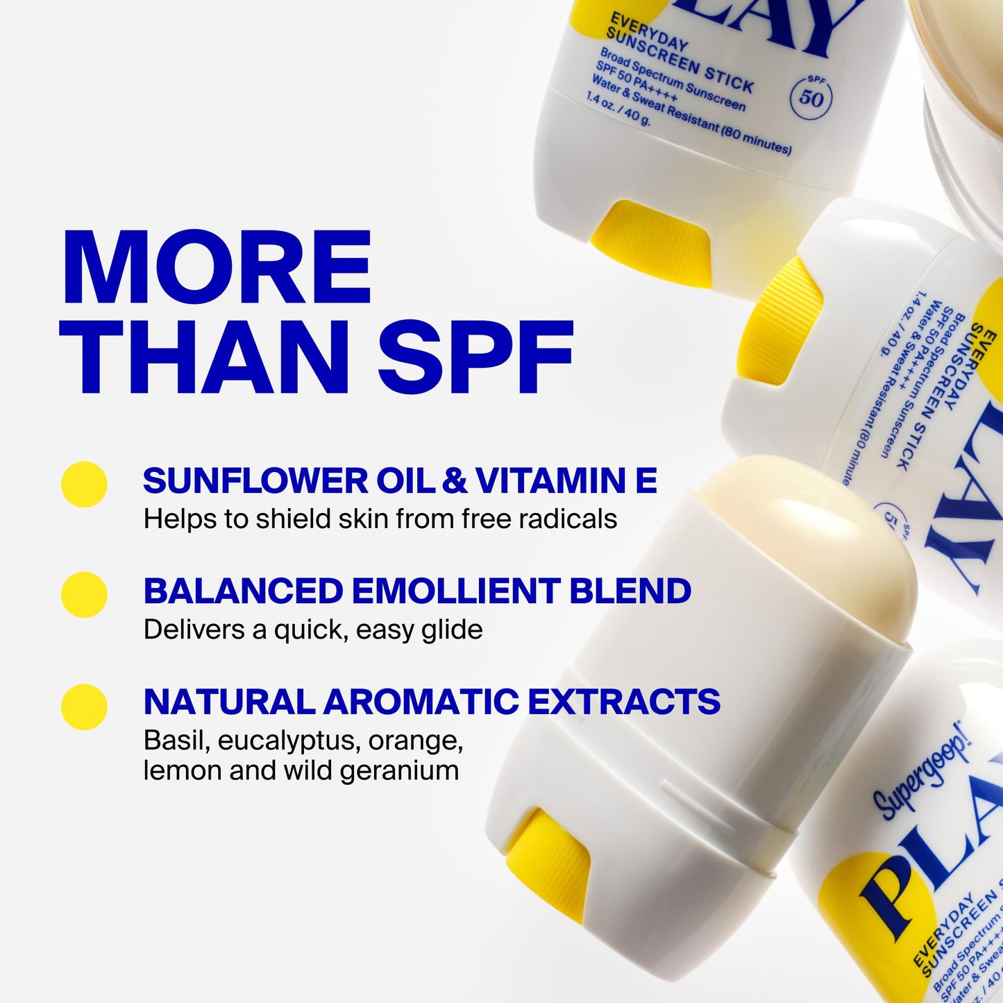 Supergoop! PLAY Everyday Sunscreen Stick SPF 50 - Lightweight, Non-Greasy Formula - Natural Finish - Fragrance Free - Water & Sweat Resistant - All Skin Types - 1.4 fl oz
