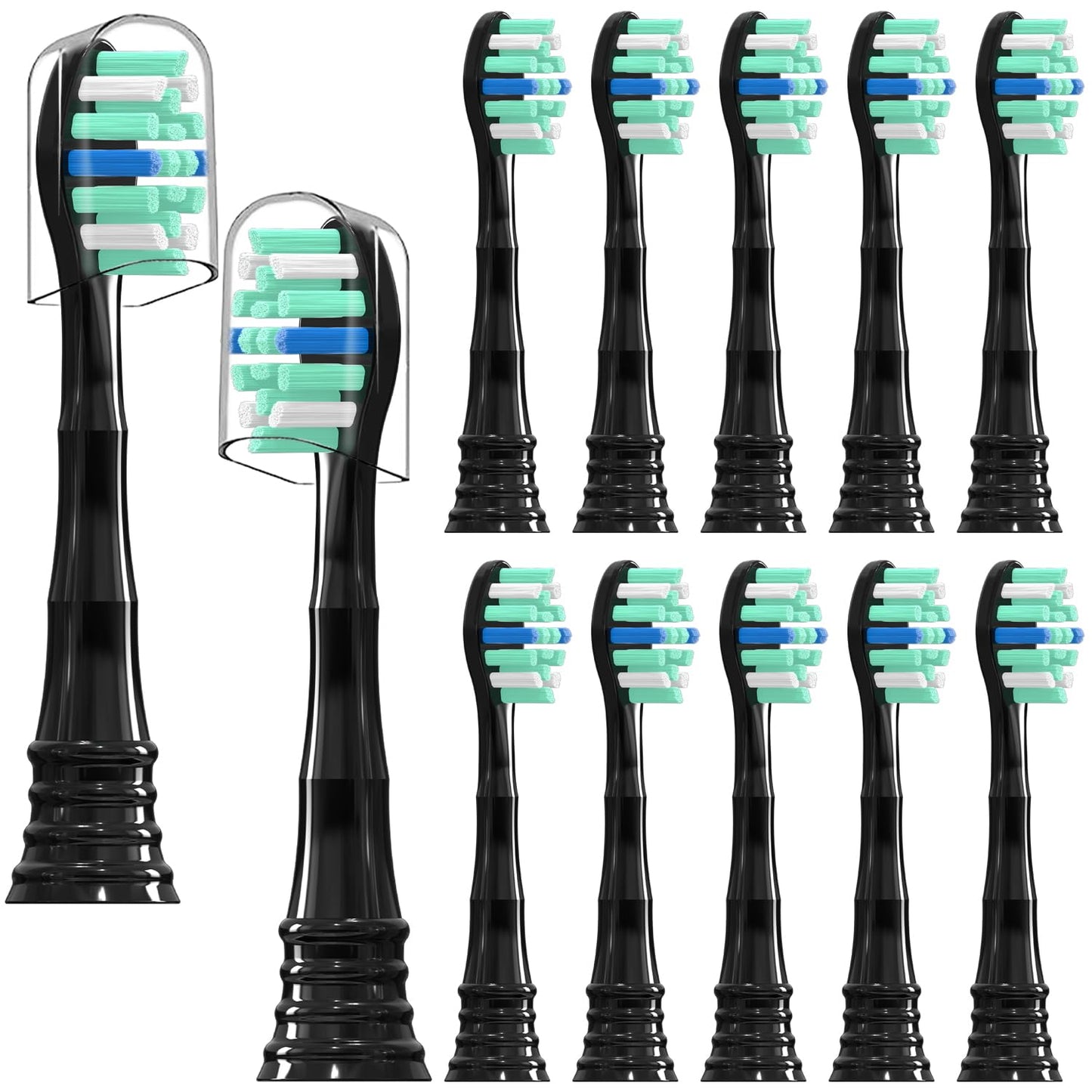 Replacement Toothbrush Heads for Philips Sonicare ProtectiveClean 4100 5100 5300 6100 Electric Toothbrushes, 12 Count Black
