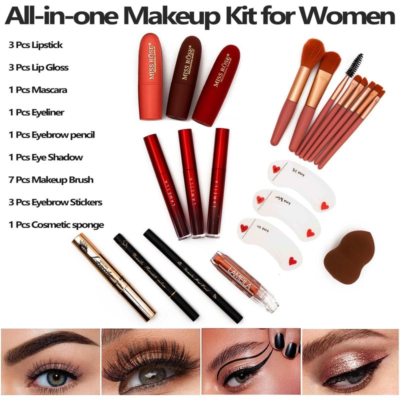 All In One 132 Color Makeup Kit, Professional Case, Teen Girls Set, Multicolor Eyeshadow Palette (006N1-Pink)