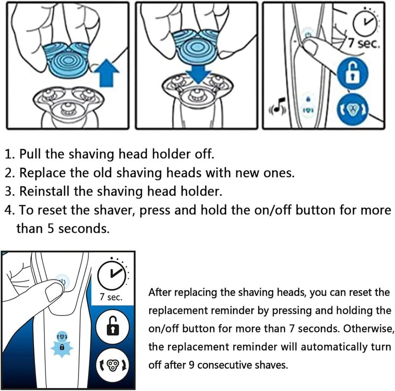 SH98 Replacement Shaver Heads Compatible with Philipss Norelcos S9000 Replacement Blades,SH98 Heads for Philips Norelcos Electric Razors S9000 Prestige (SP98xx) SP9800 (Silver)