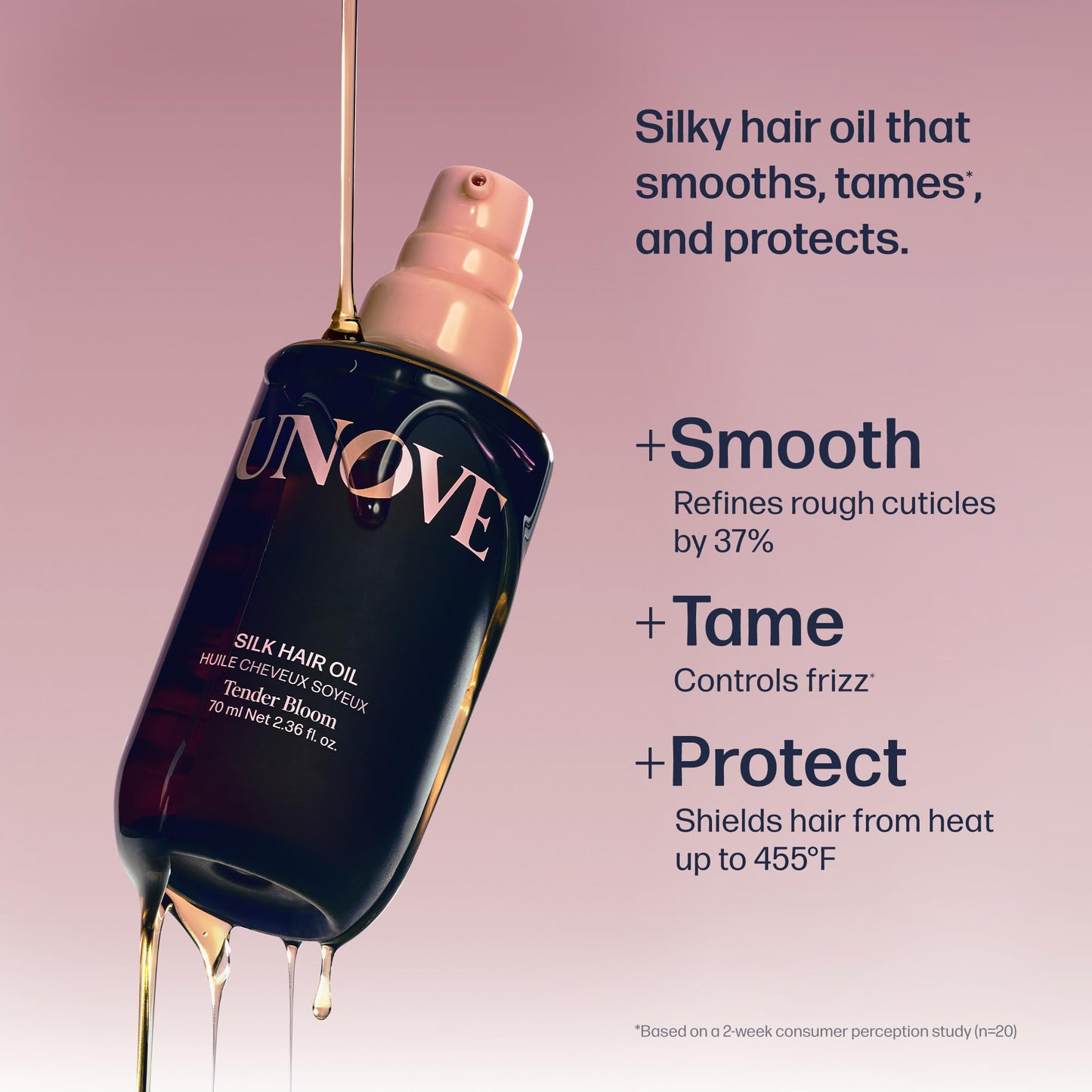 UNOVE Silk Oil Essence Hair Serum 70ml/2.4fl.oz | Nourishing Hair Oil for Dry, Frizzy, and Damaged Hair | Lightweight Smoothing Serum | Frizz Control and Split End Care | Heat Protection