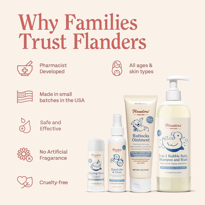 Flanders Baby Bubble Bath - Tear-Free 3-in-1 Shampoo & Body Wash | Hypoallergenic Cleanser with Jojoba, Coconut & Argan Oil | 15oz Pump Bottles, 2 Pack (30oz Total)