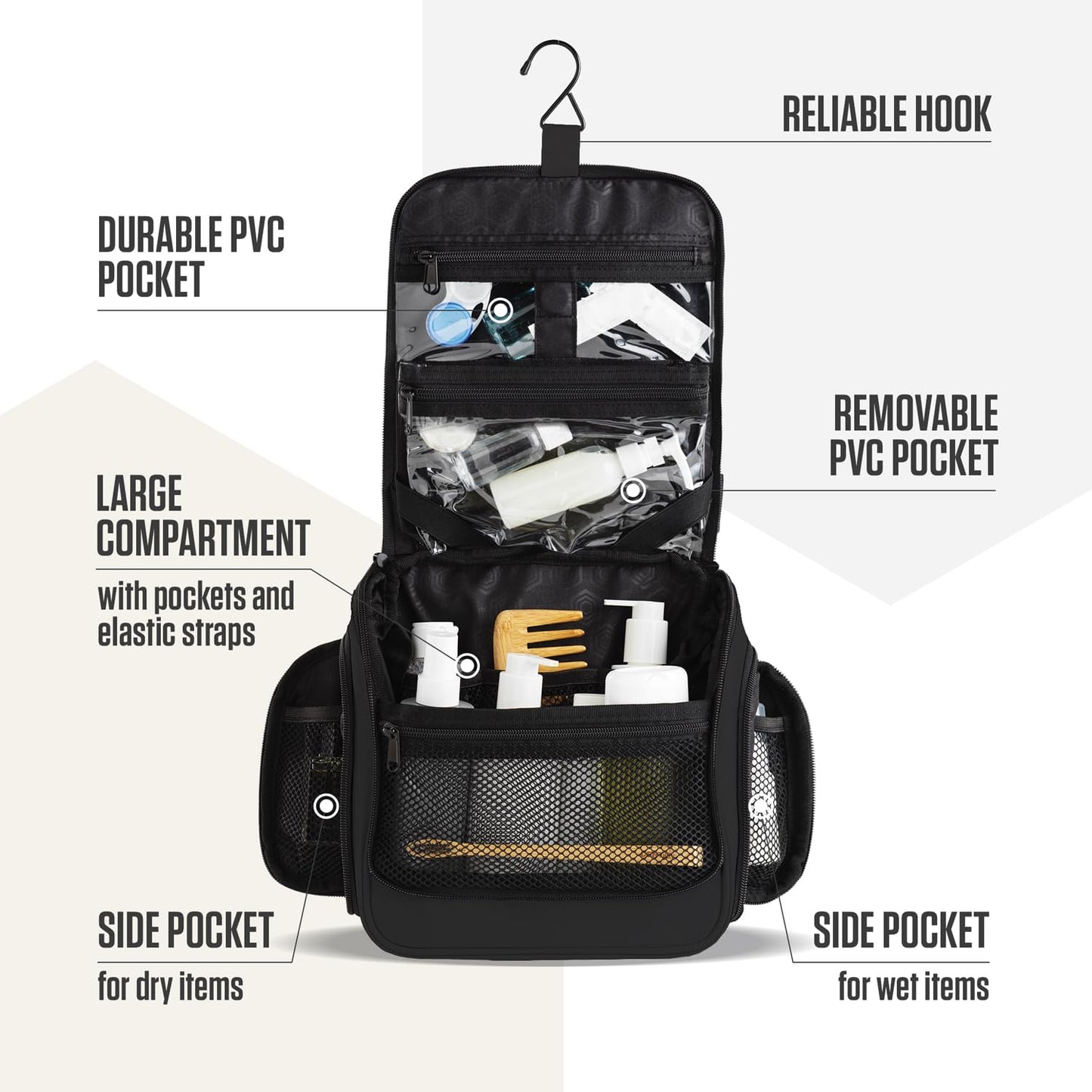 VENTURE 4TH Travel Toiletry Bag & Quick Dry Towel Set - Ideal Travel Bundle for Camping, Hiking, Backpacking and Business Trips - Size M Travel Towel