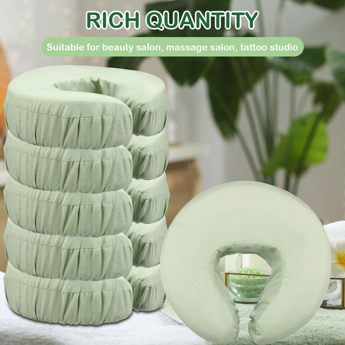 Macarrie 24 Pcs Face Cradle Covers for Massage Table Microfiber Reusable Soft Thicker Massage Table Headrest Covers Bulk Oil Proof Cradle Head Rest Sheets for Spa Beauty Salons(Sage)