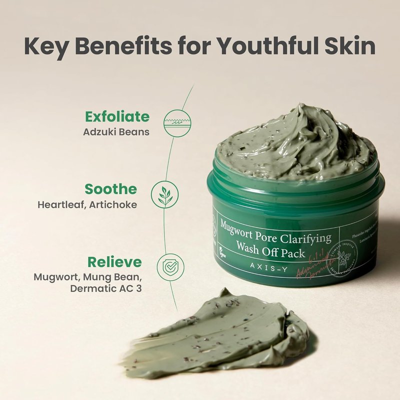 Mugwort Pore Clarifying Wash Off Pack - Vegan Face Exfoliator for Clogged Pores & Blackheads | 3.38 fl. oz.