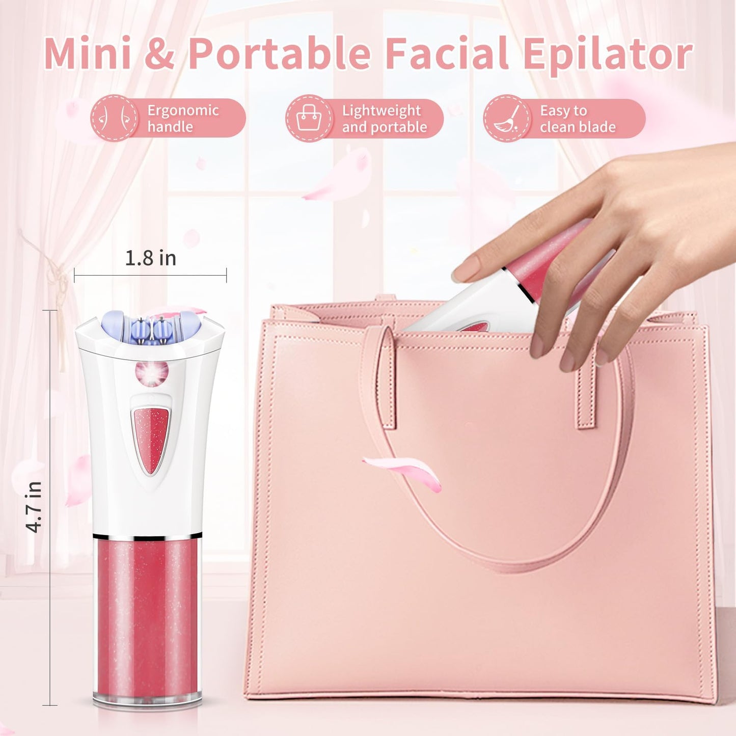 2026 Upgraded Facial Epilator for Women, Cordless Electric Tweezers Hair Removal Device with LED Light, Precise & Painless Face Epilator Hair Remover for Face/Lip/Arms/Legs/Bikini Line