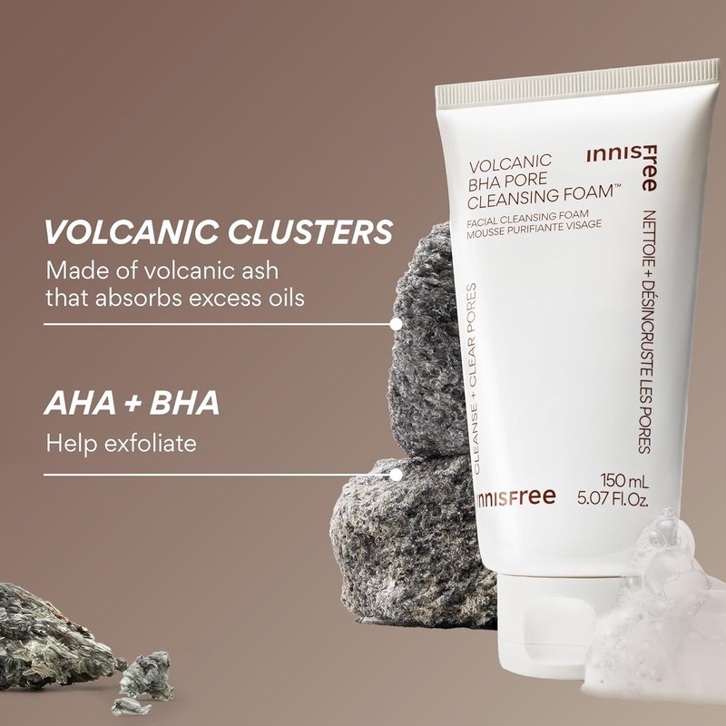 Innisfree Volcanic BHA Pore Cleansing Foam | Korean Face Wash with Salicylic Acid for Oil Control & Deep Clean