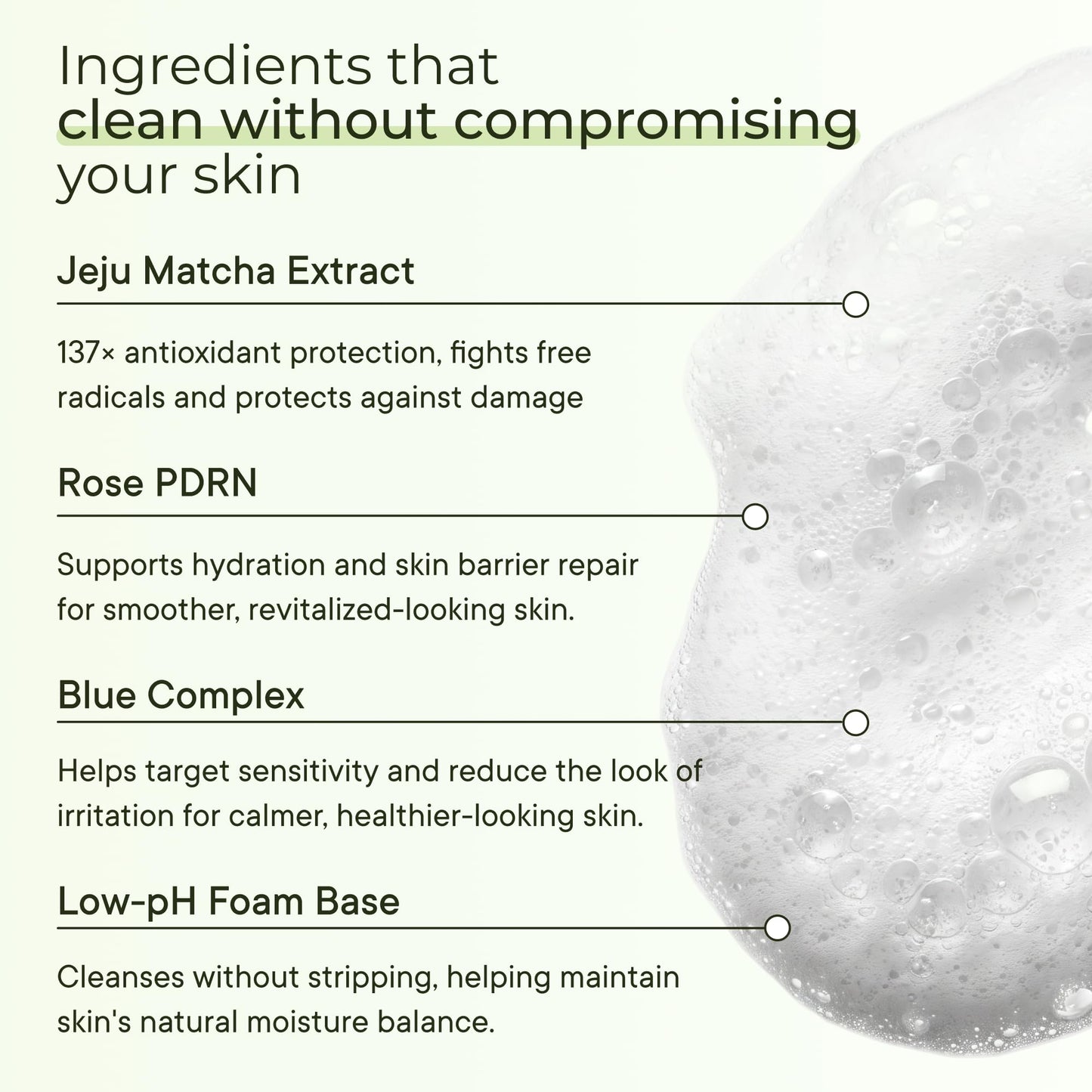 VELVENTE Matcha PDRN Korean Cleanser & Face Wash, Acne-Prone Sensitive Skin