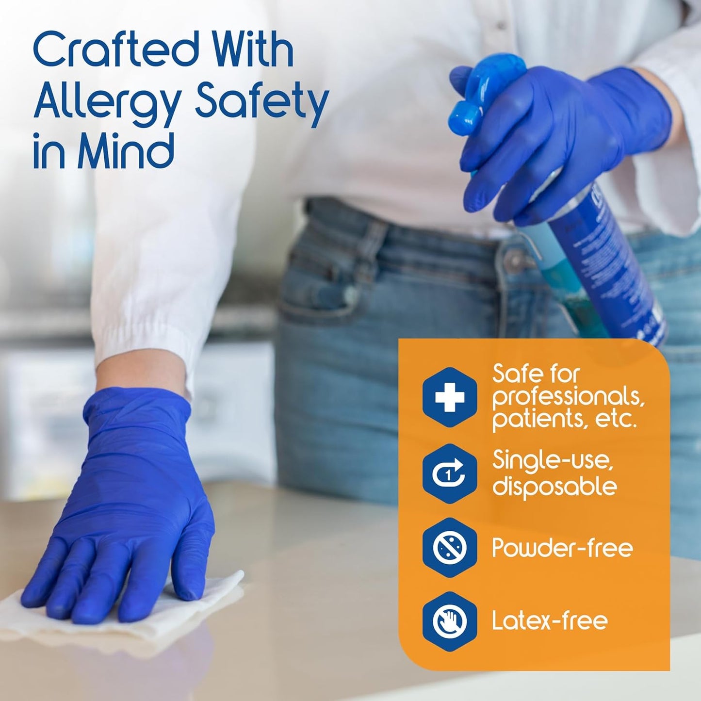 Cobalt Blue Nitrile Disposable Gloves - 4.5 Mil Thickness | Safety Medical Exam & Cleaning Use