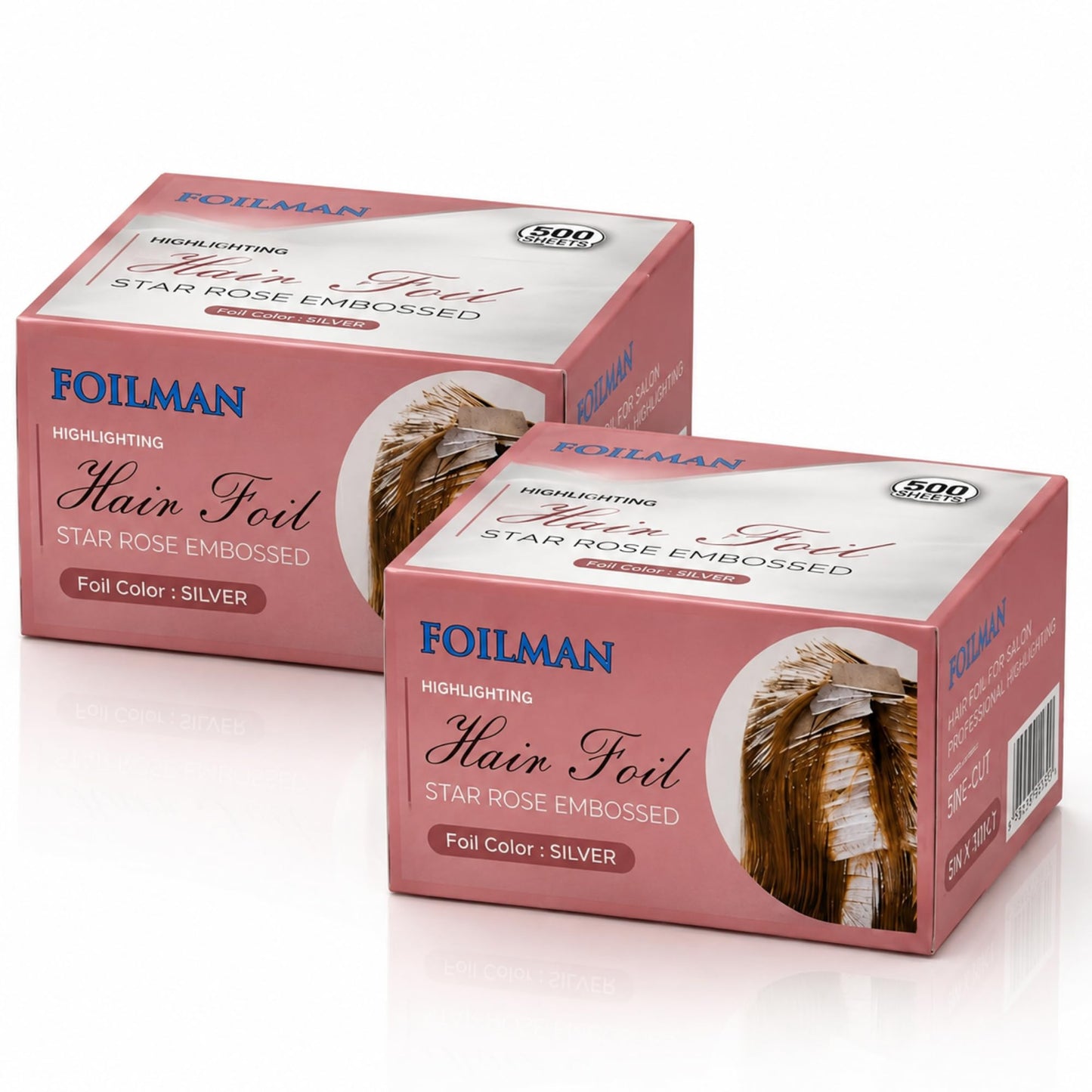 Foilman Pre-Cut Silver Pop-Up Hair Foil, Star Rose Embossed Foils for Highlighting, Aluminum Hair Foil Sheets - 5 x 11 Inch- 2 Pack (1000 Sheets)