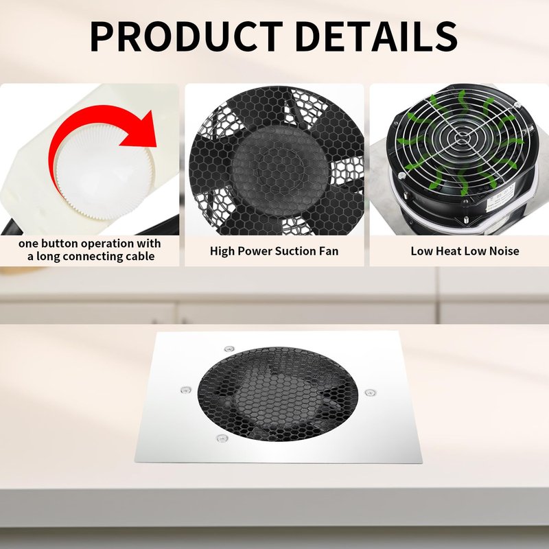 Powerful Nail Dust Collector Built in Table Desk Nail Vacuum Cleaner Professional Table Embedded Dust Extractor Vacuum Built in Desktop Nail Dust Collector Quiet Nail Fan Acrylic Nail Tools