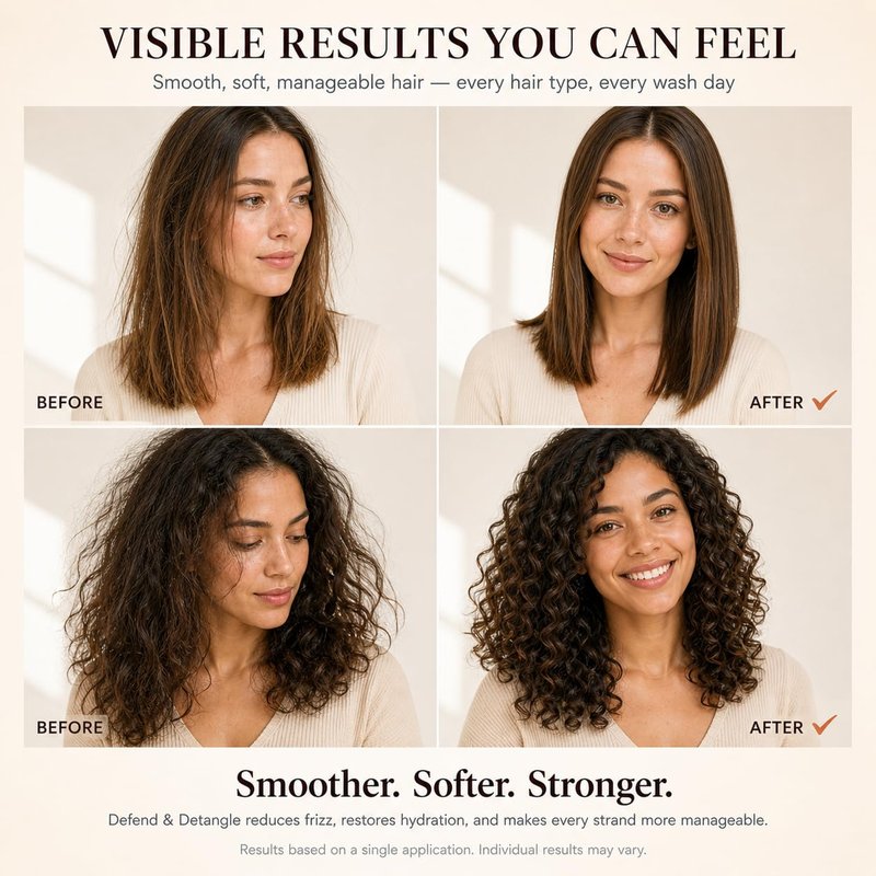 Harmonize Beauty Leave-In Conditioner - 3-in-1 Detangler & Heat Protectant Spray - Sulfate-Free - Lightweight for All Hair Types - Frizz Control - Protects & Hydrates without Buildup - 4.9 fl oz