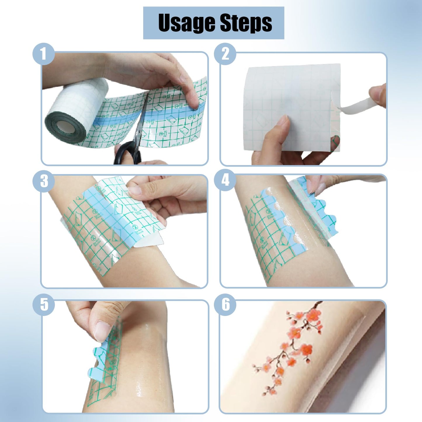 10 Yard Tattoo Aftercare Bandage - SOTICA 2 Rolls Second Skin Tattoo Bandages Tattoo Cover (4 inch, 6 inch Wide) Waterproof Tattoo Wraps for Healing Tattoo Cover for Swimming Tattoo Film for Shower