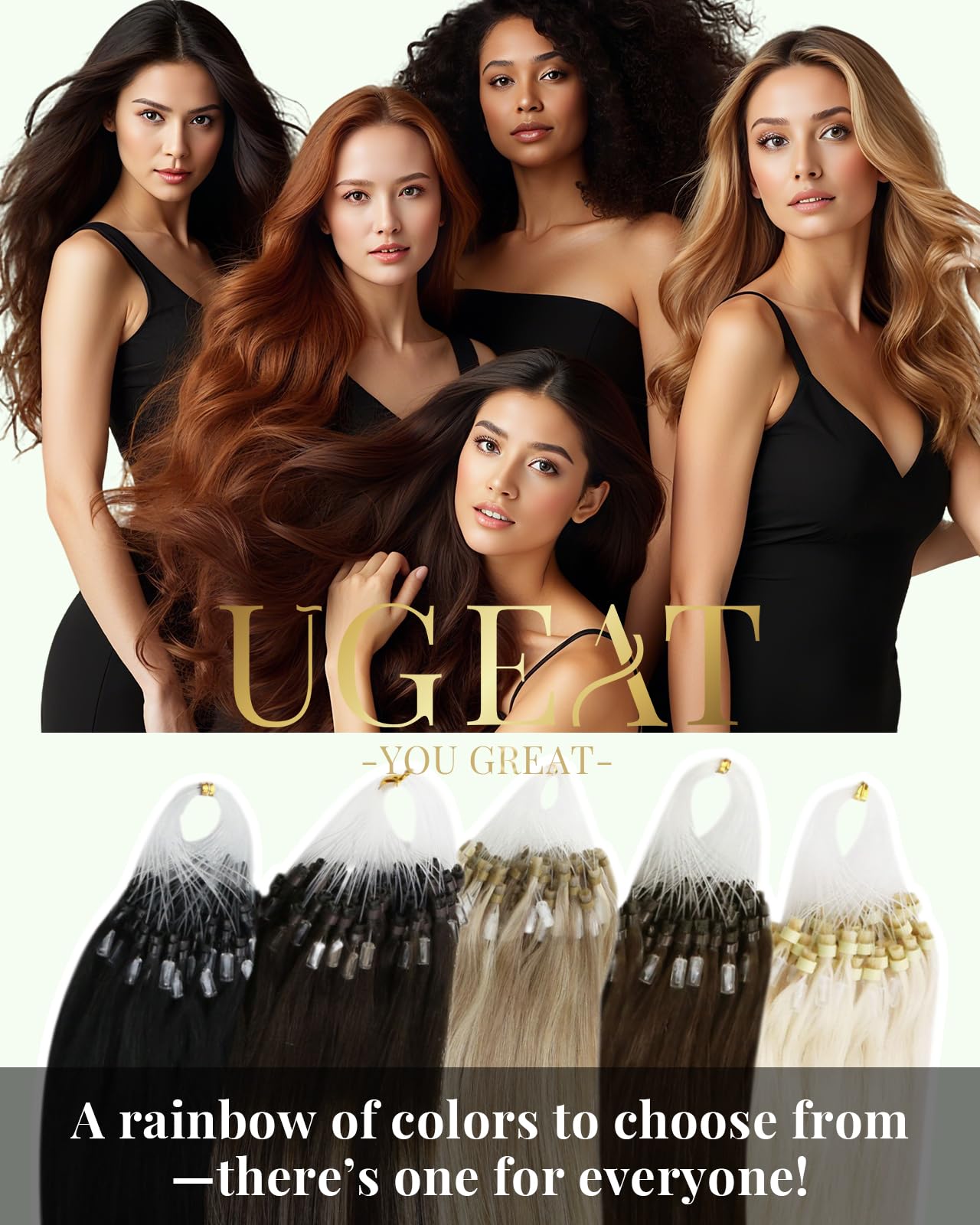 Ugeat 24 Inch Microlink Hair Extensions Human Hair, Black Micro Hair Extensions Human Hair, Jet Black Micro Ring Hair Extension, Manageable for Both Salon and Home care, 50G 50S