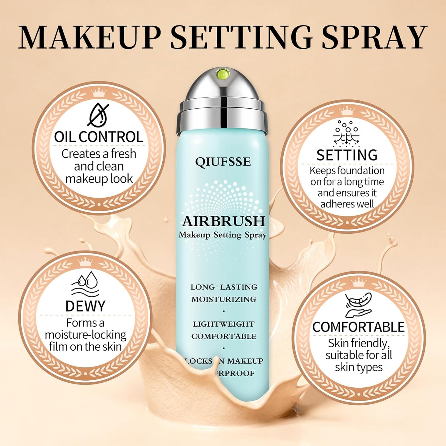 Air Brush Makeup Foundation - Hydrating Setting Spray for Oily Skin | Flawless Matte Coverage (01 Natural)