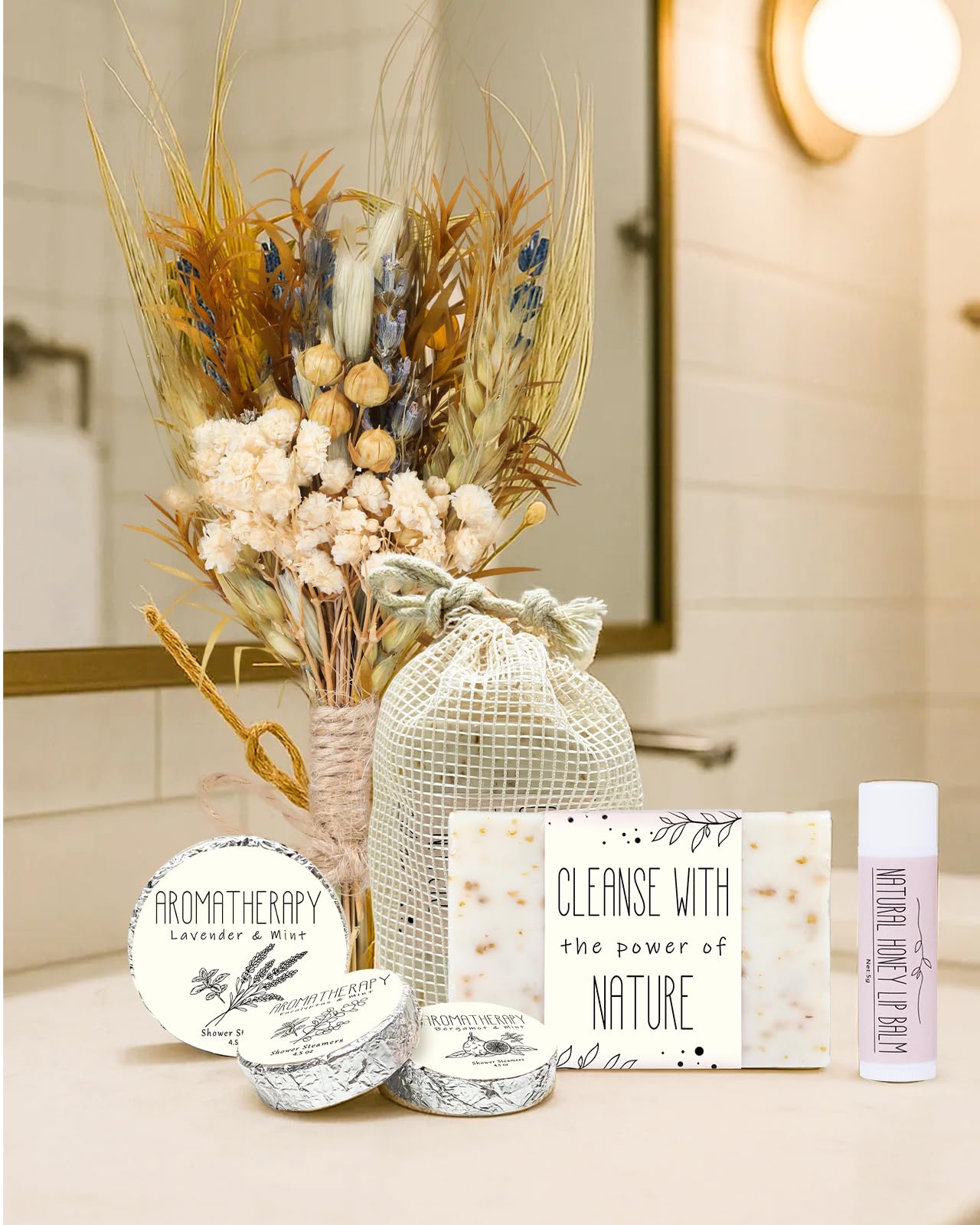 JMHACHY Spa Gifts for Women - Mothers Day Gift Basket for Her, Natural Themed Self Care Kit, Birthday Anniversary Care Package Ideas for Wife Girlfriend Mom from Daughter Husband Friend, 8PCS Items