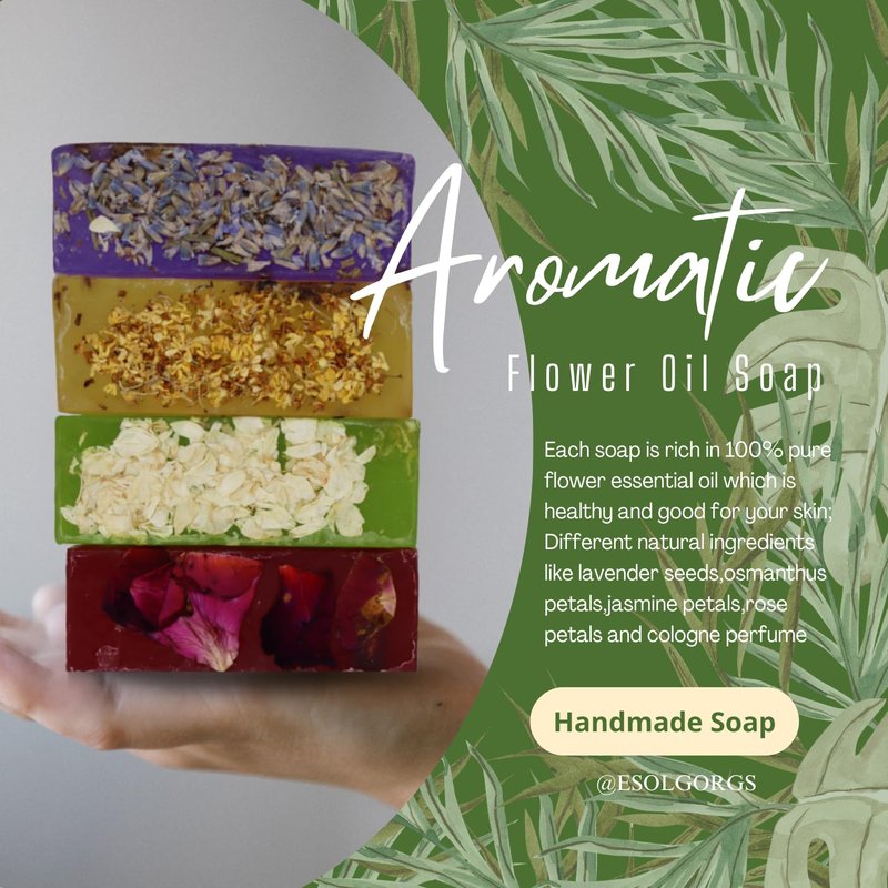 ESOLGORGS Bar Soap Made from Natural Oils 36oz,Plant Based Gift Set, With Premium Essential Oils, Dry Skin, Pack of 6(Rose, Lavender, Jasmine, Osmanthus, Mugwort, Cologne)