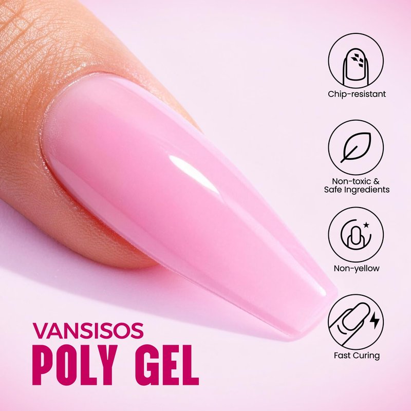 Poly Gel Nail Kit for Beginners: 14 Color Professional Gel Nail Extension Set with Slip Solution U V Lamp for DIY at Home Salon