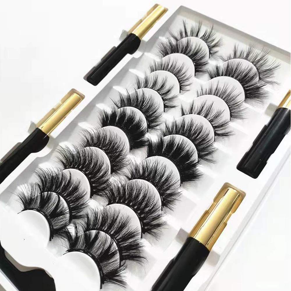 DAODER Magnetic Eyelashes with 4 Tubes Eyeliner Kit Long Magnetic Lashes Wispy 10-20MM Variety Pestañas Postizas Magneticas D Curl 10 Pairs Magnet False Eyelashes for Daily Wear
