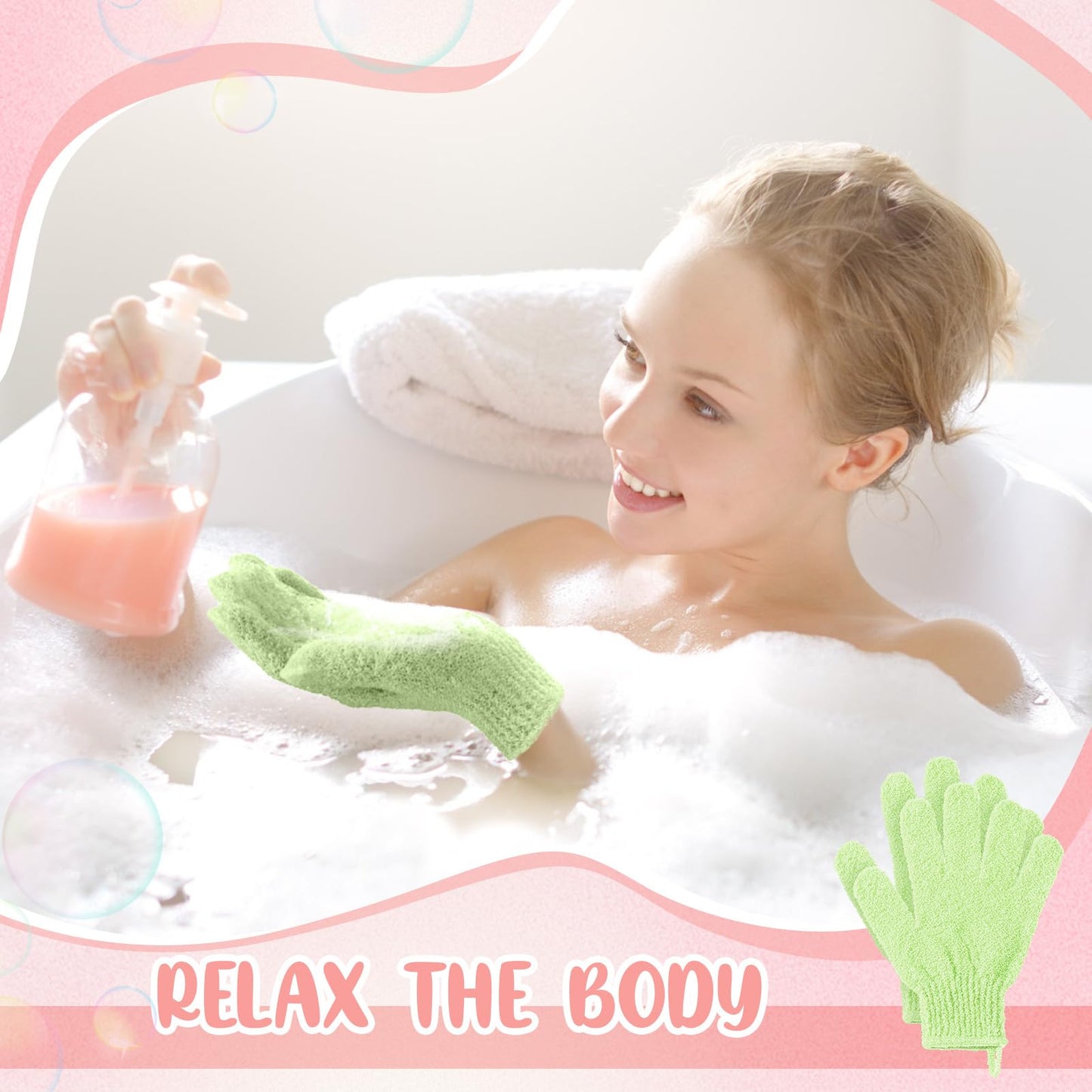 Didaey 104 Pcs Exfoliating Glove Bulk Shower Gloves with Hanging Loop Exfoliating Body Scrubber Dead Skin Remover for Body Bath Beauty Spa Massage Scrubs Men Women Bathing (Green)