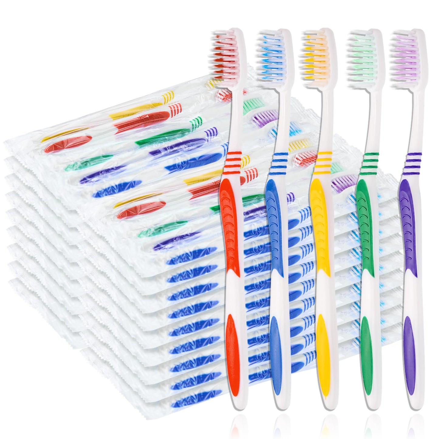 SLequipo 200 pcs Bulk Toothbrushes Individually Wrapped, Colorful Manual Disposable Travel Toothbrush for Adult, Kid, Soft Bristles for Travel, Hotels (5 Colors)
