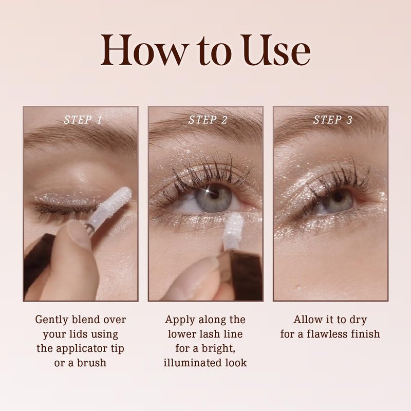 DEARDAHLIA Paradise Shine Eye Sequins (Angel Tears) - Lightweight Liquid Glitter Eyeshadow, Minimal Fallout, High-Shine Pearl Finish, Lightweight, Blendable, Vegan Korean Eye Makeup. 0.14 oz