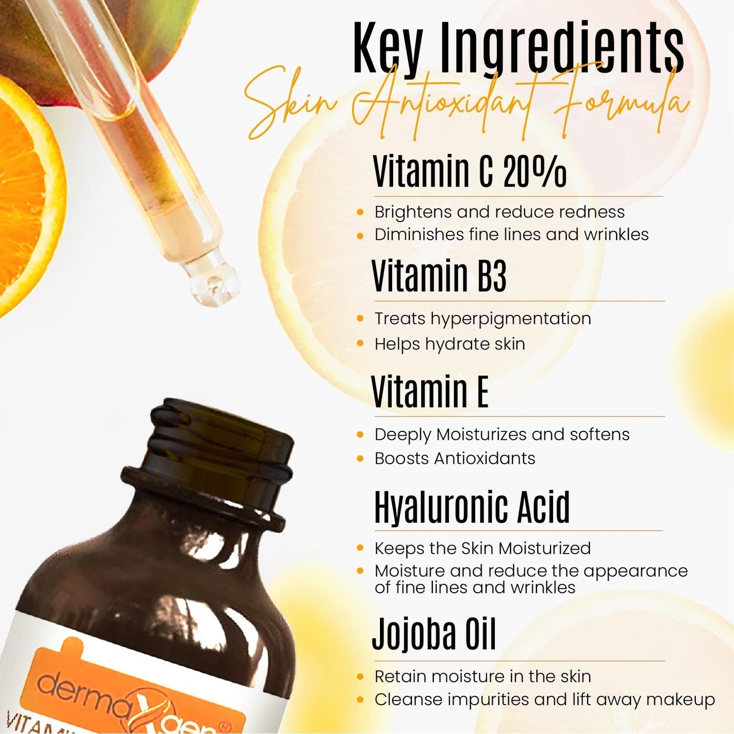 DERMAXGEN Organic 20% Vitamin C Serum for Face (08 Fl oz)