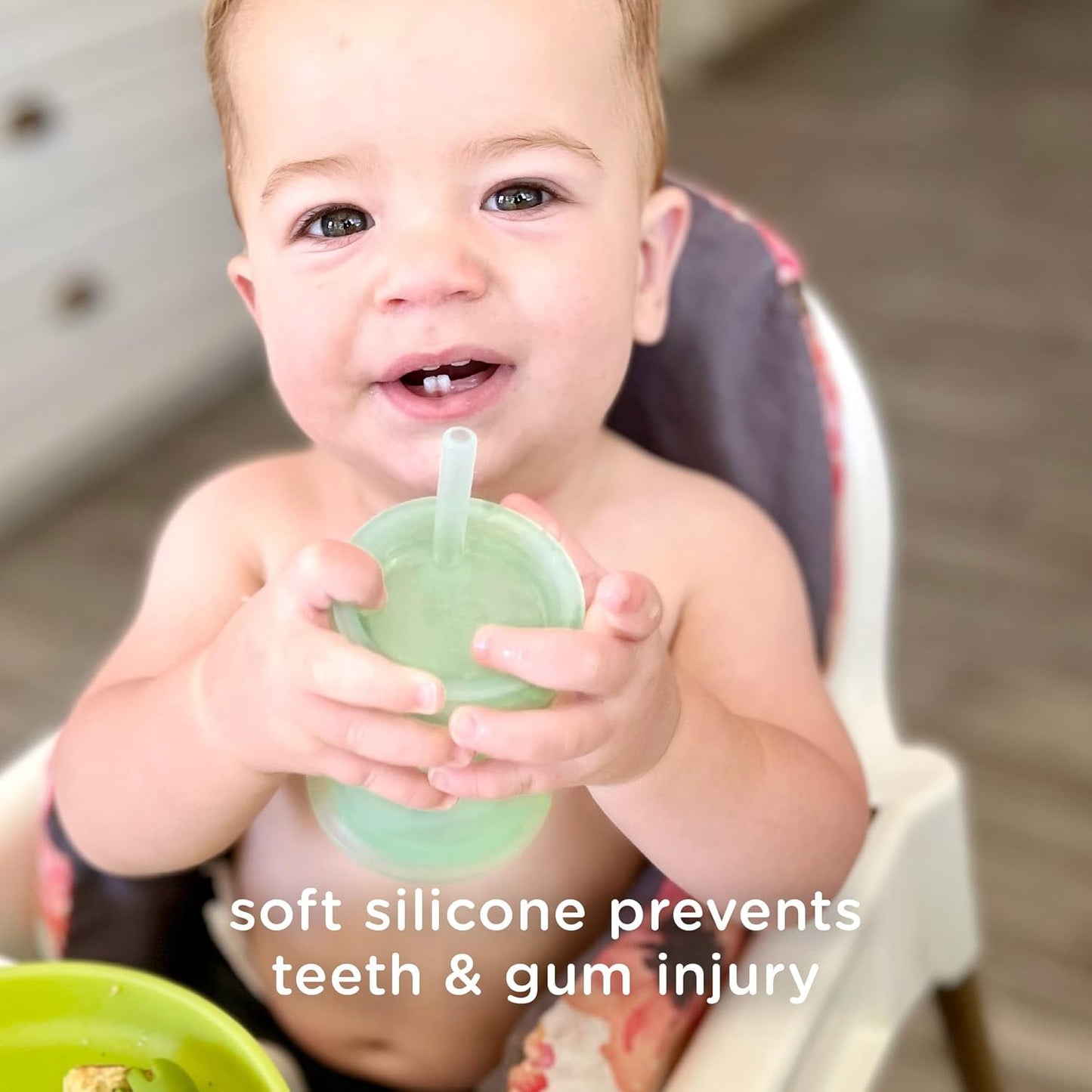 Olababy Silicone Training Cup - Straw Lid Sippy Cup for Babies 6+ Months | Mint, 5 oz