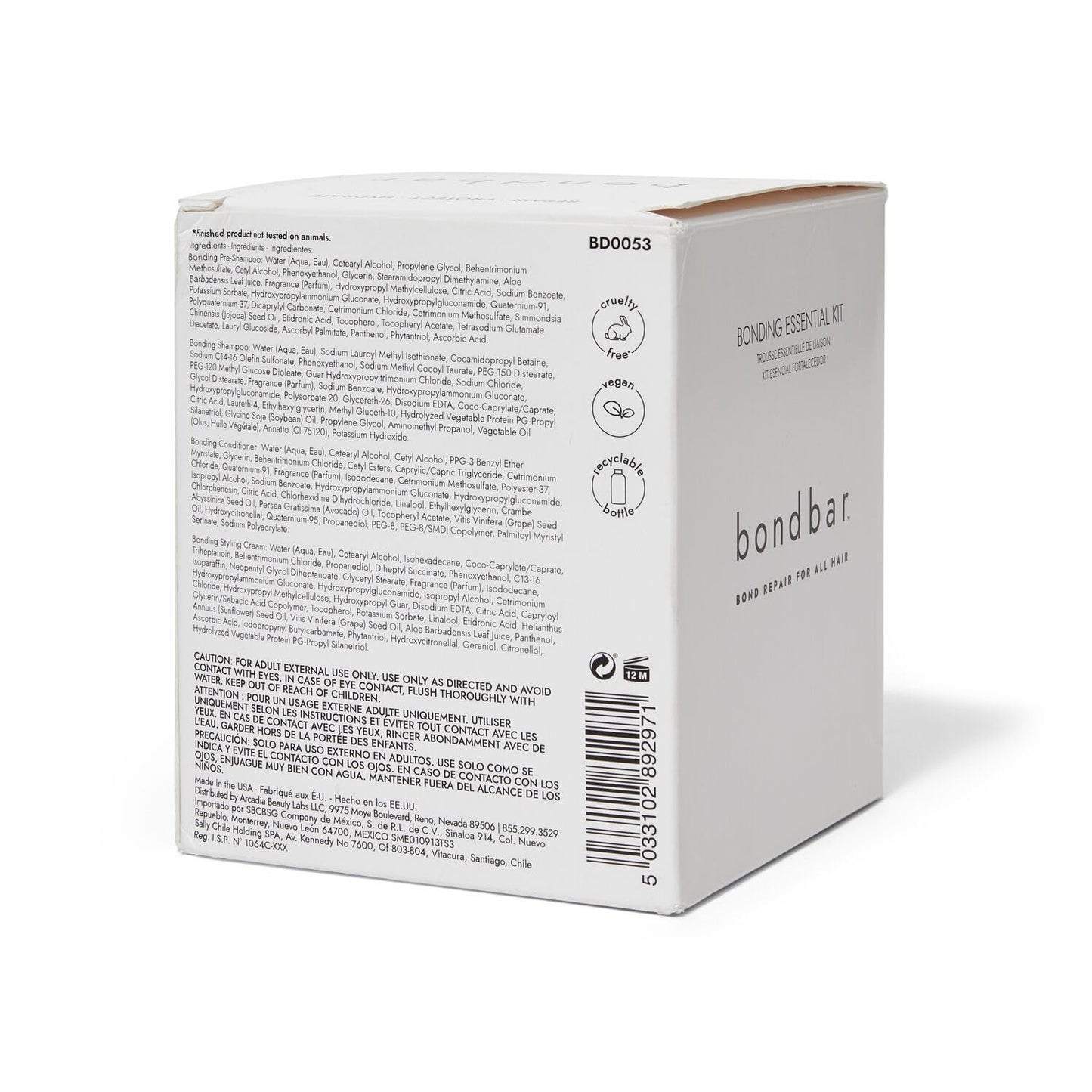 Bondbar Bonding Essential Kit, Contains PreShampoo, Shampoo, Conditioner, and Styling Cream, 4 x 4 Oz
