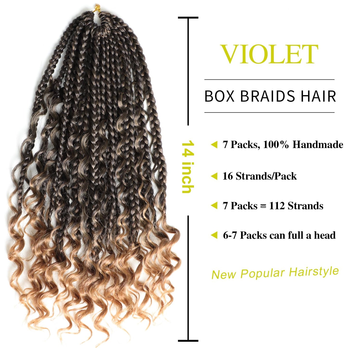 Grey Crochet Hair for Black Women 14 Inch 7 Packs Boho Box Braids Pre Twisted Twist Synthetic Crochet Hair with Curly Ends Goddess Braiding Hair(14 Inch, 7Packs, Gray)