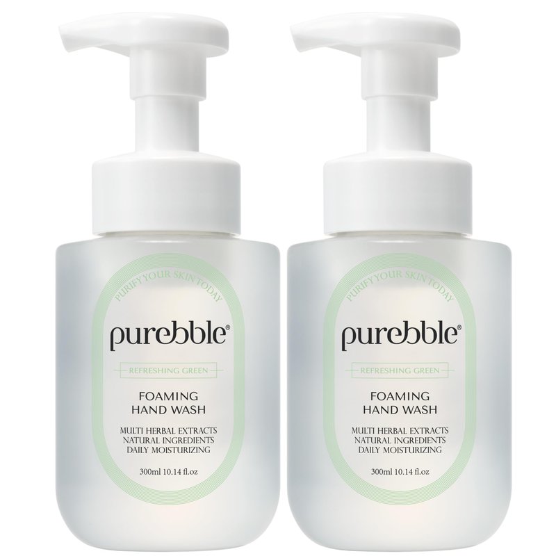 PUREBBLE Refreshing Green Foaming Hand Wash with Hyaluronic Acid, Earthy Scent | Gentle |Botanical Ingredients | Cruelty Free, Sulfate Free | 2 Pack
