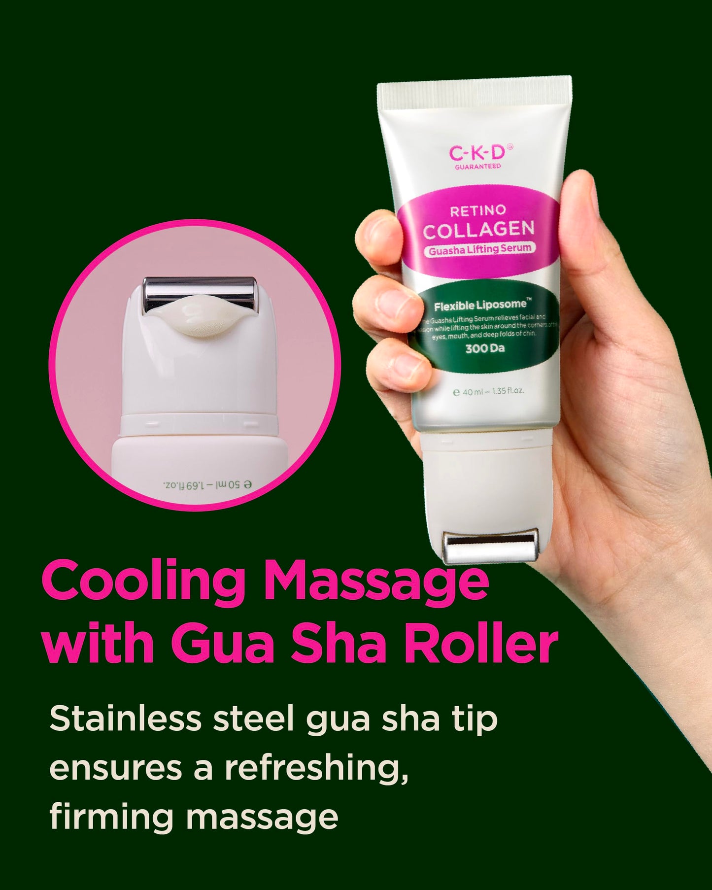 CKD Retinal Collagen Gua Sha Face Serum, Cooling Massage Head