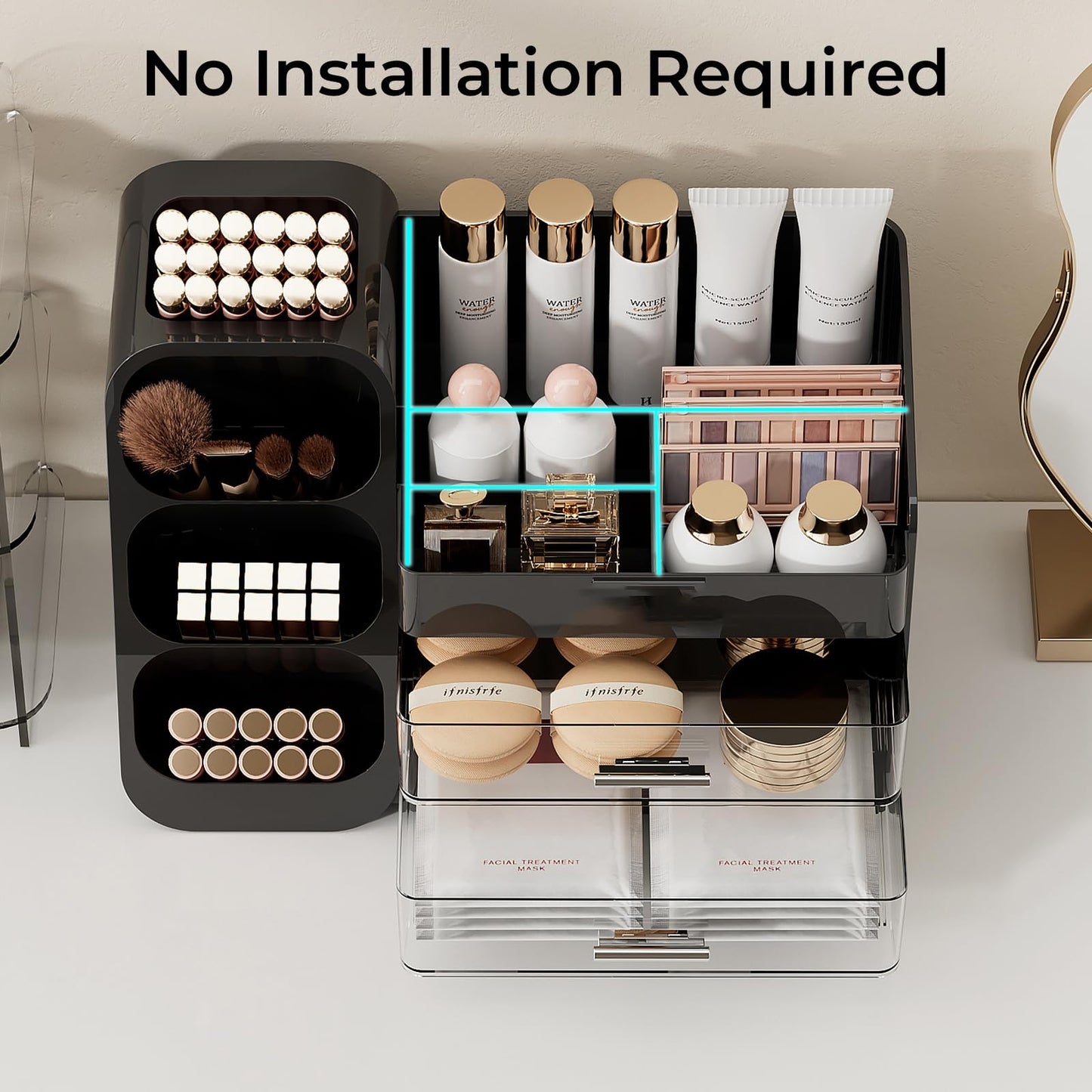 UFORU Makeup Organizer Countertop with Brush Holder for Vanity Bathroom